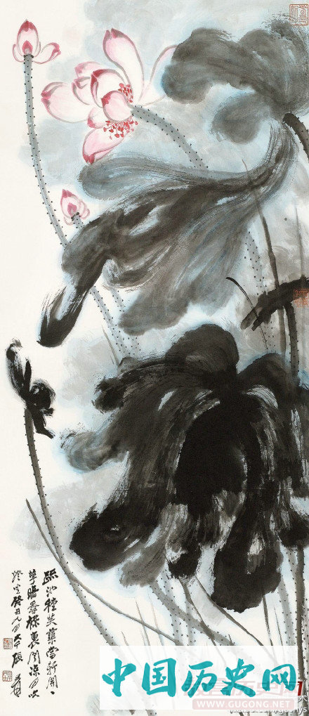 张大千荷花，张大千《夏荷图》