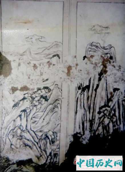 陕西发现现存最早唐墓山水屏风壁画