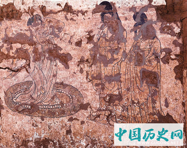 陕西发现现存最早唐墓山水屏风壁画