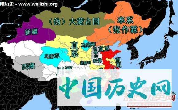 中国1916年到1936年军阀割据演变图