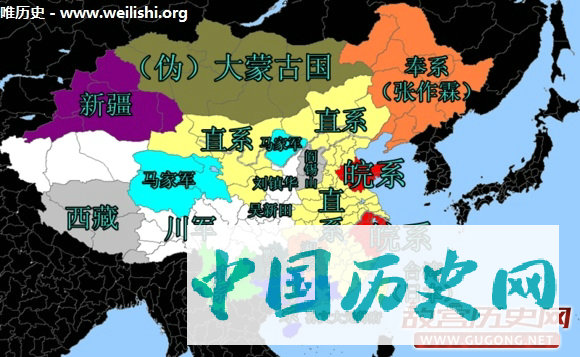 中国1916年到1936年军阀割据演变图
