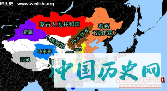 中国1916年到1936年军阀割据演变图