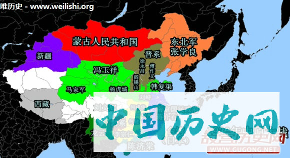 中国1916年到1936年军阀割据演变图