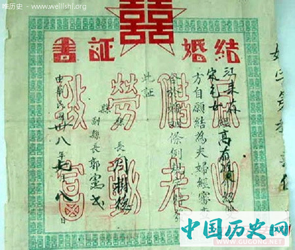 老照片：五花八门的结婚证