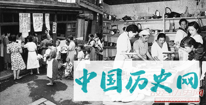 二战期间，日本国内也实行了实物配给制，图为1941年日本某地配给所