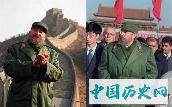 图注：1995年，卡斯特罗访华