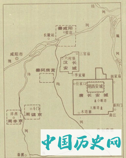 周秦汉唐都城变迁示意图