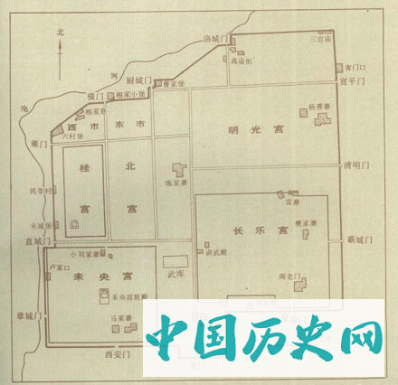 汉长安城遗址平面示意图