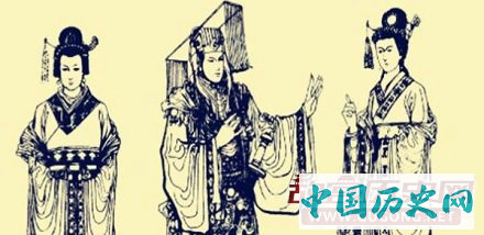 郭圣通（左）刘秀（中）阴丽华（右）